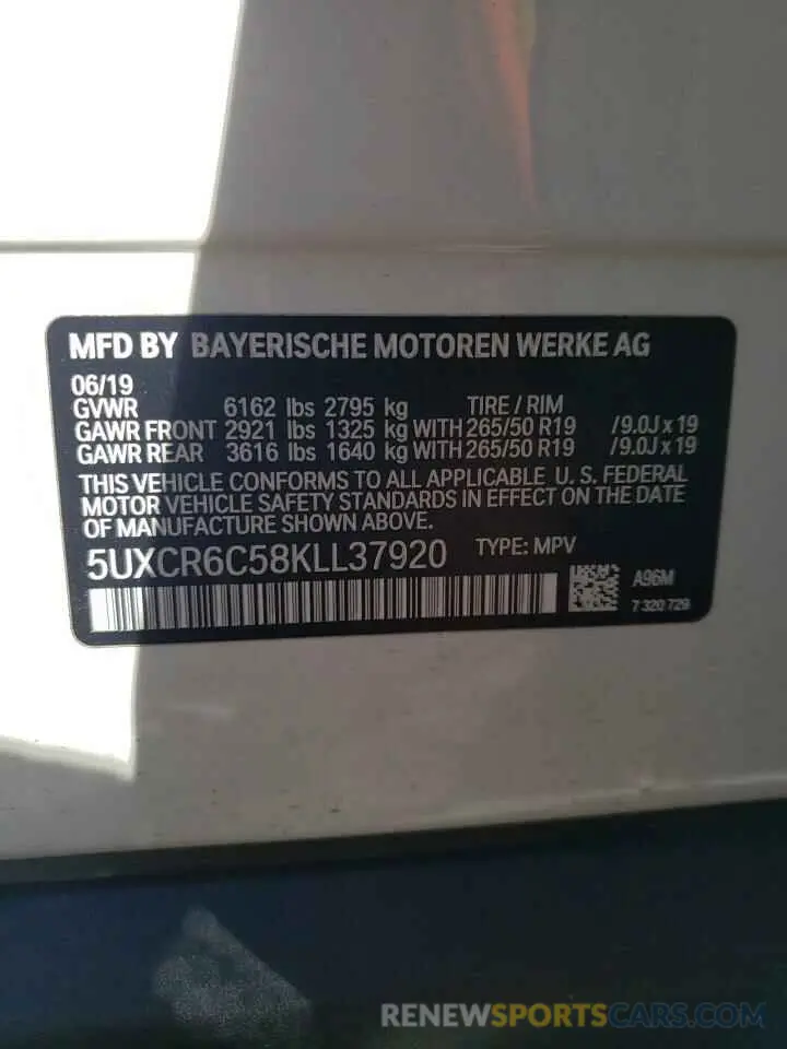 13 Photograph of a damaged car 5UXCR6C58KLL37920 BMW X5 2019