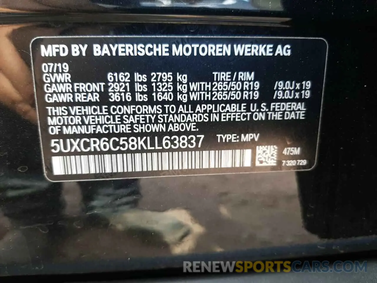 10 Photograph of a damaged car 5UXCR6C58KLL63837 BMW X5 2019