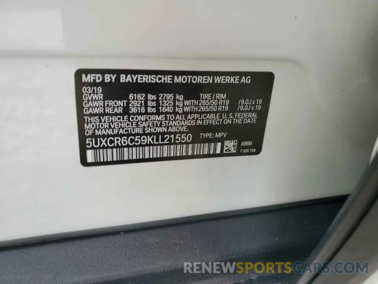 13 Photograph of a damaged car 5UXCR6C59KLL21550 BMW X5 2019