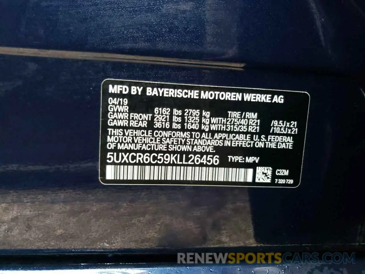10 Photograph of a damaged car 5UXCR6C59KLL26456 BMW X5 2019