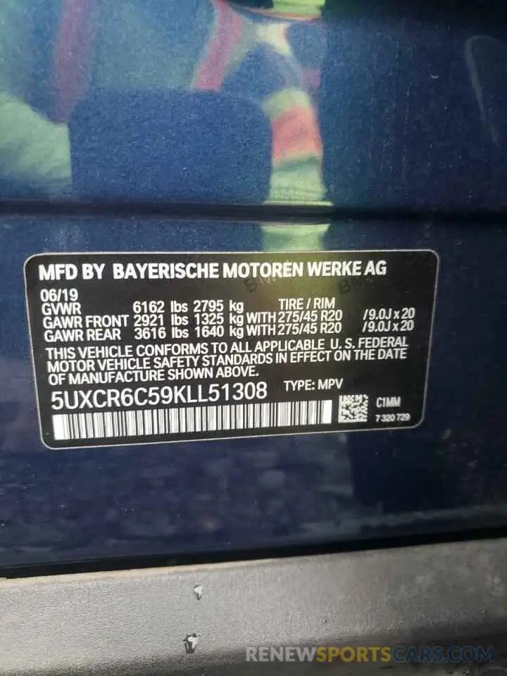 13 Photograph of a damaged car 5UXCR6C59KLL51308 BMW X5 2019