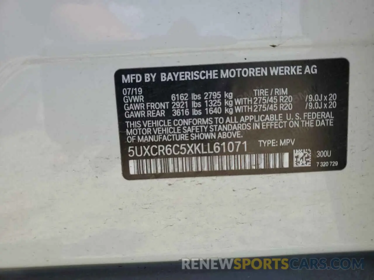 13 Photograph of a damaged car 5UXCR6C5XKLL61071 BMW X5 2019