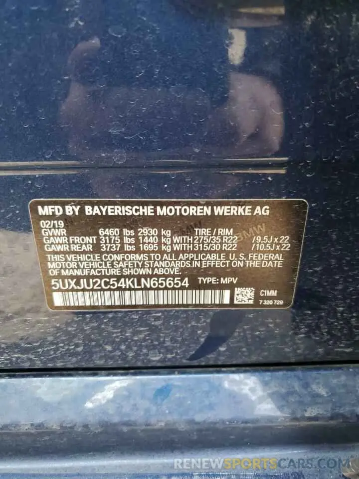 13 Photograph of a damaged car 5UXJU2C54KLN65654 BMW X5 2019
