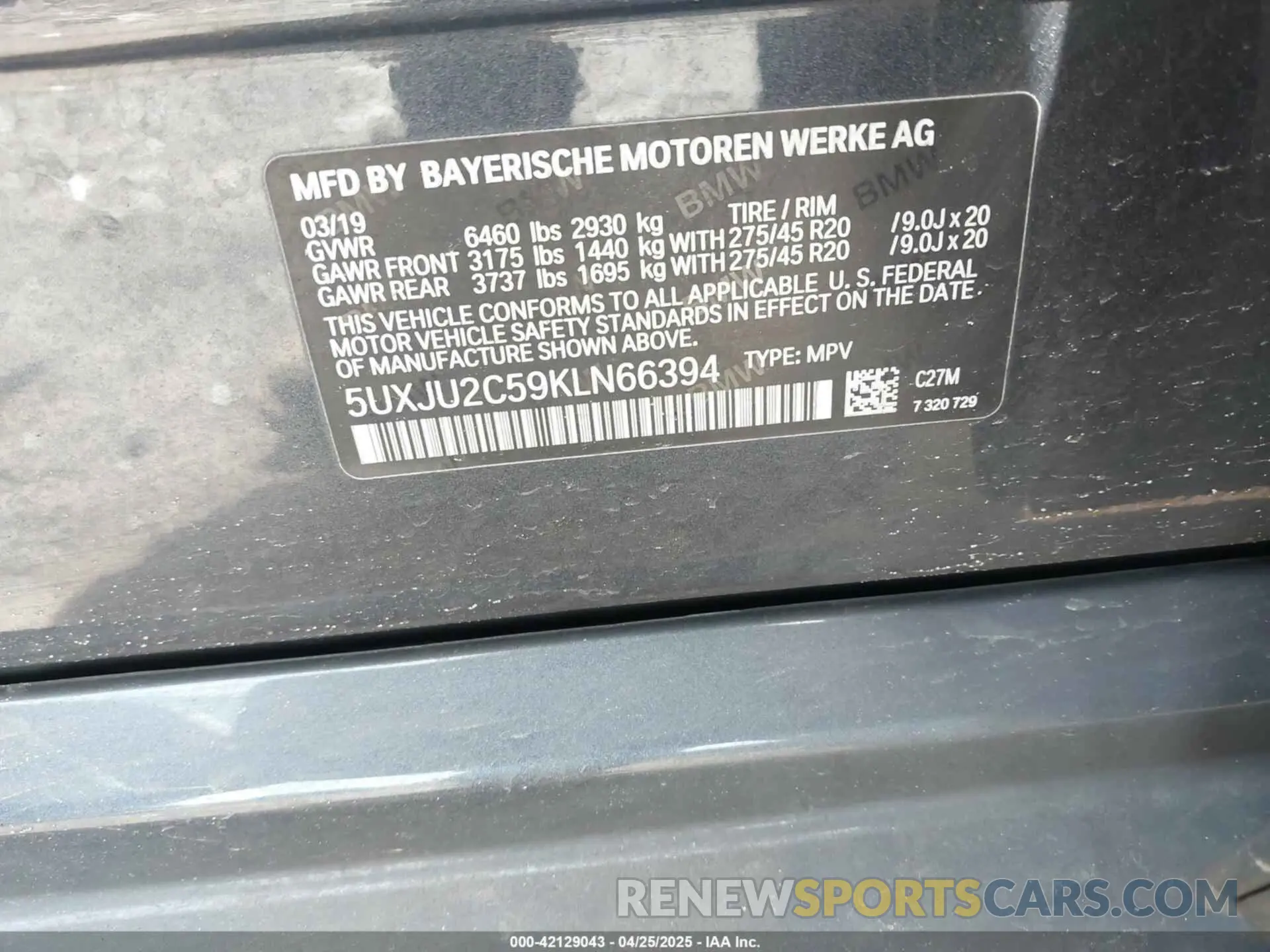 9 Photograph of a damaged car 5UXJU2C59KLN66394 BMW X5 2019