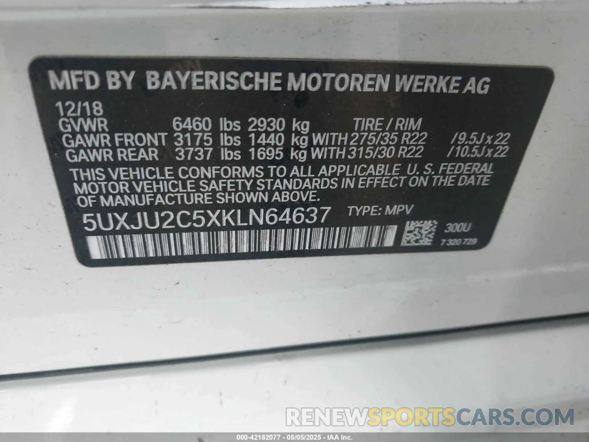 9 Photograph of a damaged car 5UXJU2C5XKLN64637 BMW X5 2019
