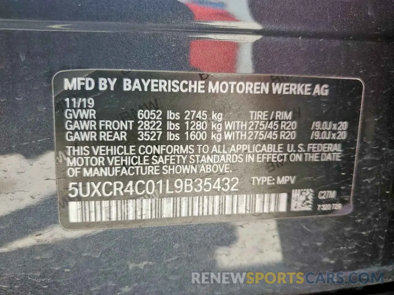 13 Photograph of a damaged car 5UXCR4C01L9B35432 BMW X5 2020
