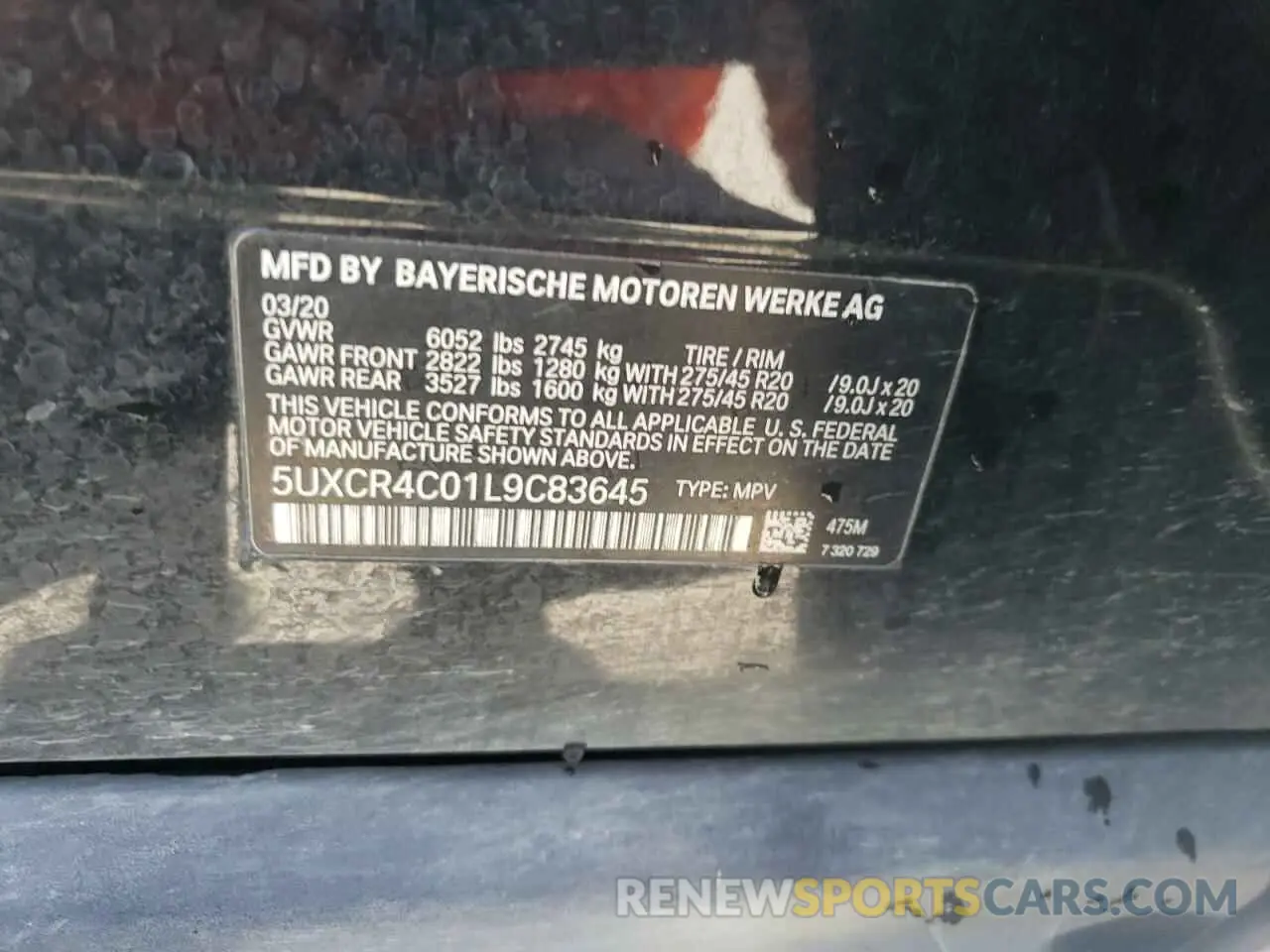 13 Photograph of a damaged car 5UXCR4C01L9C83645 BMW X5 2020