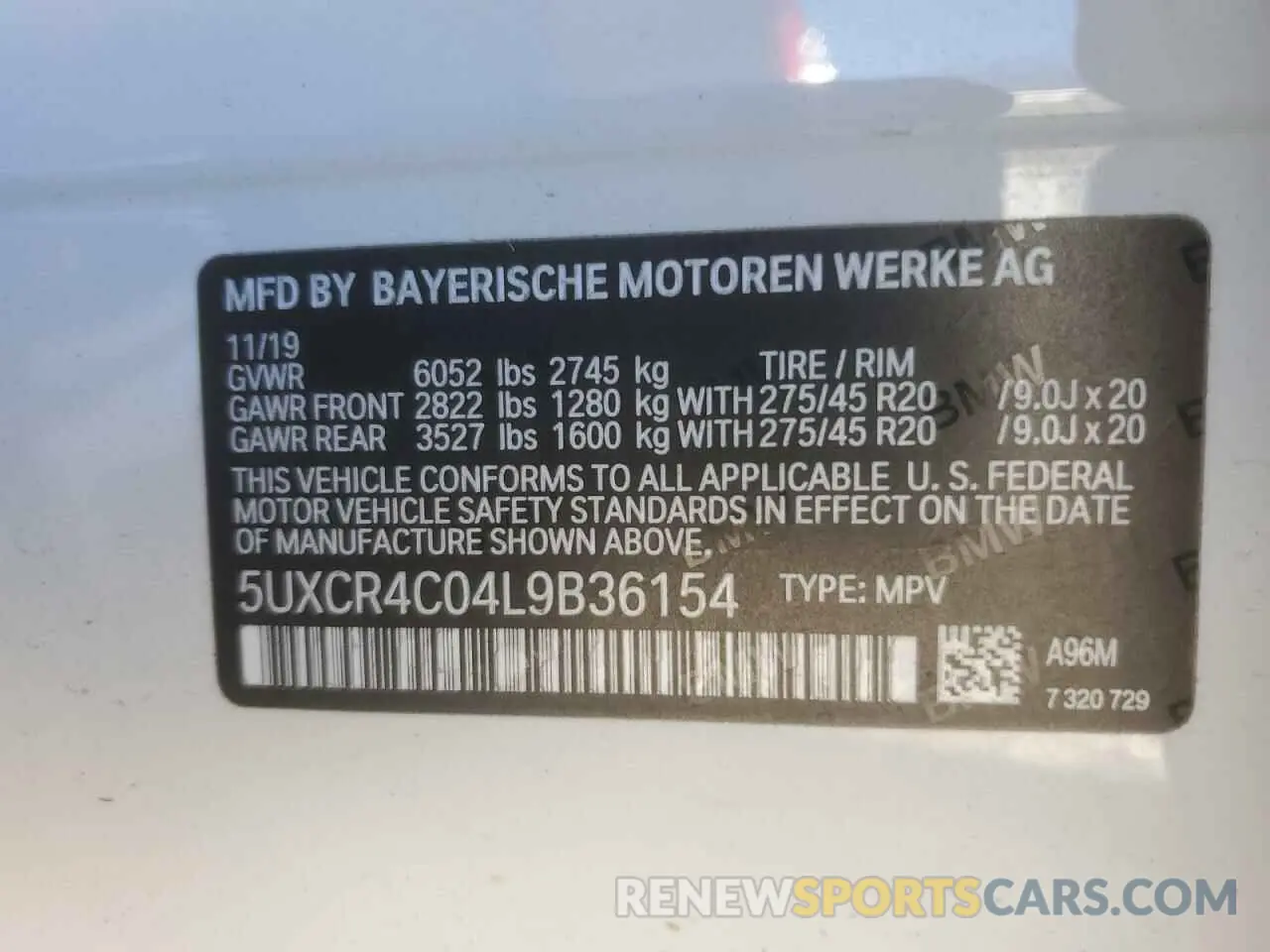 13 Photograph of a damaged car 5UXCR4C04L9B36154 BMW X5 2020
