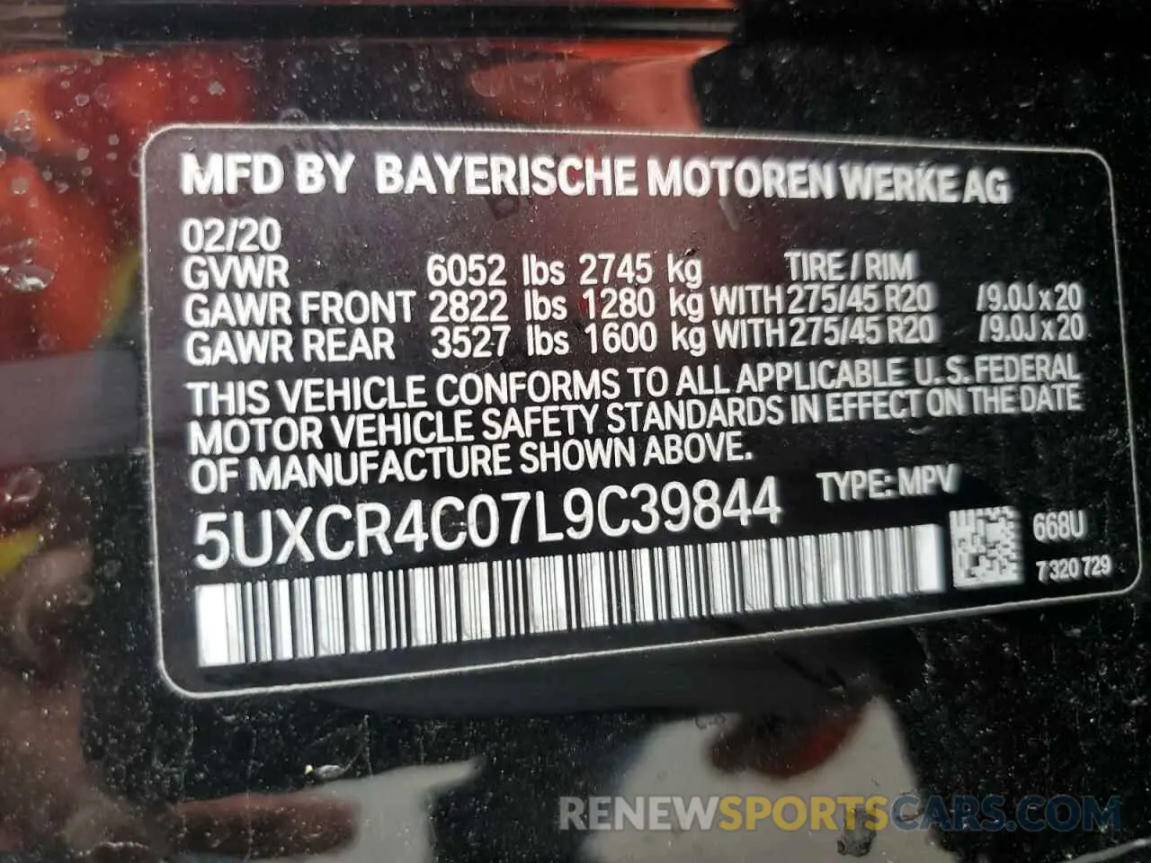 13 Photograph of a damaged car 5UXCR4C07L9C39844 BMW X5 2020