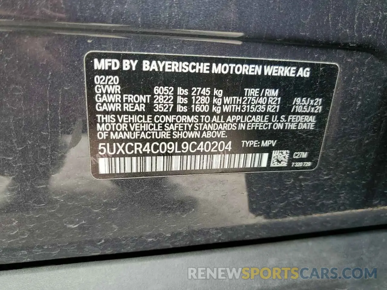 14 Photograph of a damaged car 5UXCR4C09L9C40204 BMW X5 2020