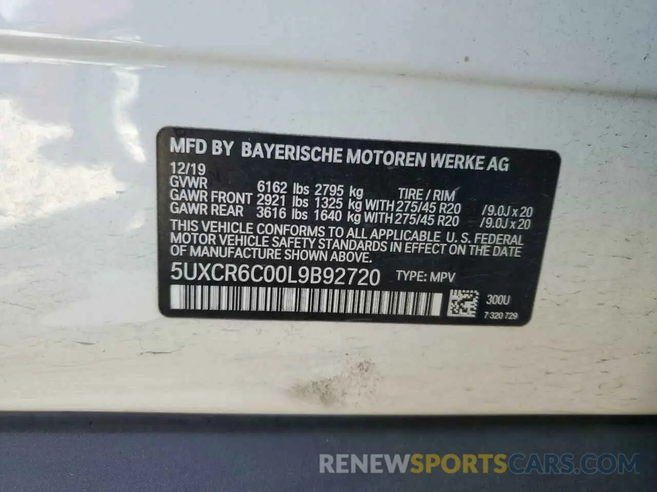 14 Photograph of a damaged car 5UXCR6C00L9B92720 BMW X5 2020