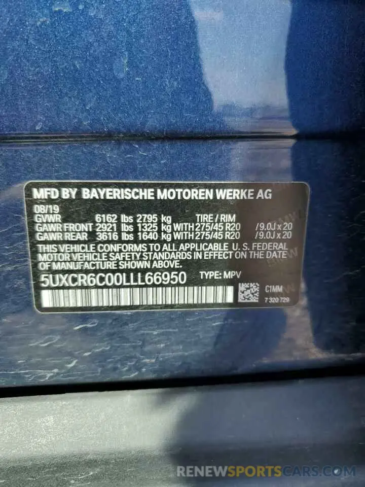 13 Photograph of a damaged car 5UXCR6C00LLL66950 BMW X5 2020