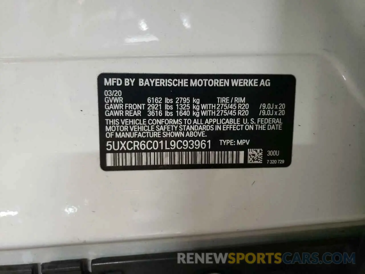 13 Photograph of a damaged car 5UXCR6C01L9C93961 BMW X5 2020