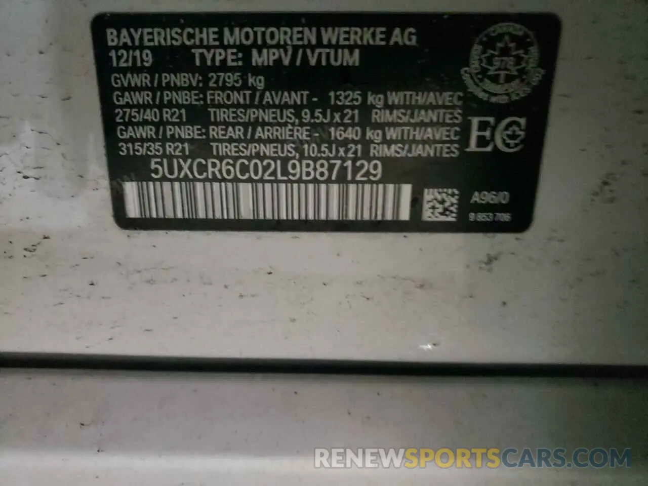 14 Photograph of a damaged car 5UXCR6C02L9B87129 BMW X5 2020