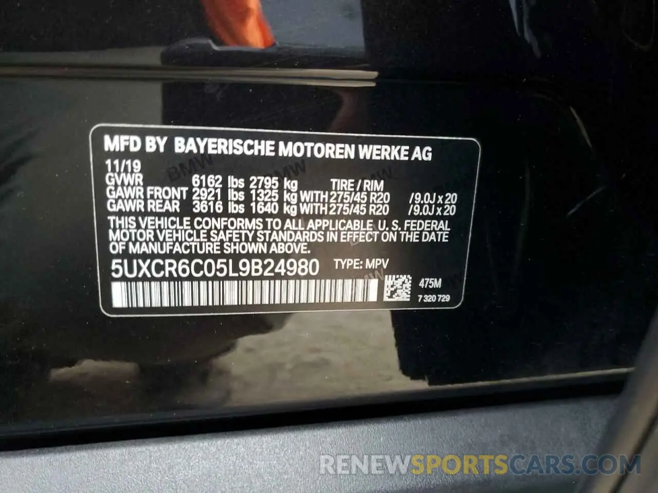 14 Photograph of a damaged car 5UXCR6C05L9B24980 BMW X5 2020