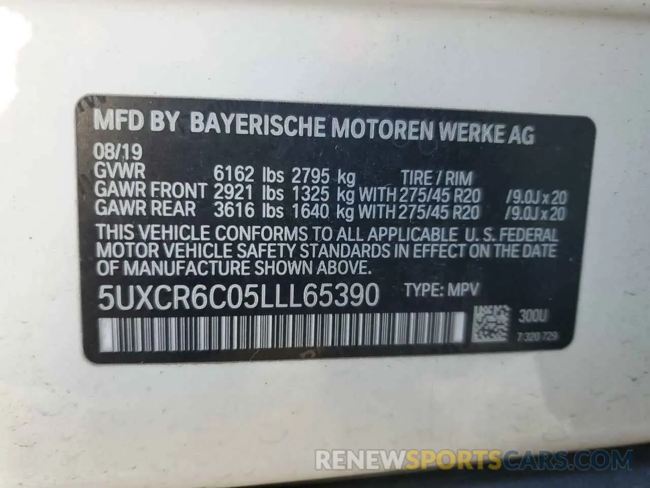 13 Photograph of a damaged car 5UXCR6C05LLL65390 BMW X5 2020