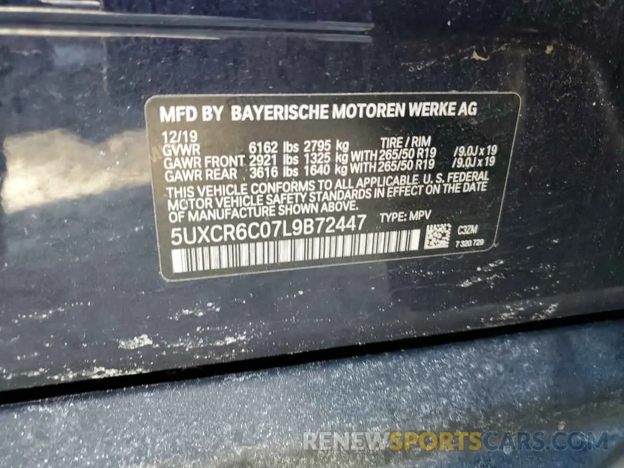 13 Photograph of a damaged car 5UXCR6C07L9B72447 BMW X5 2020