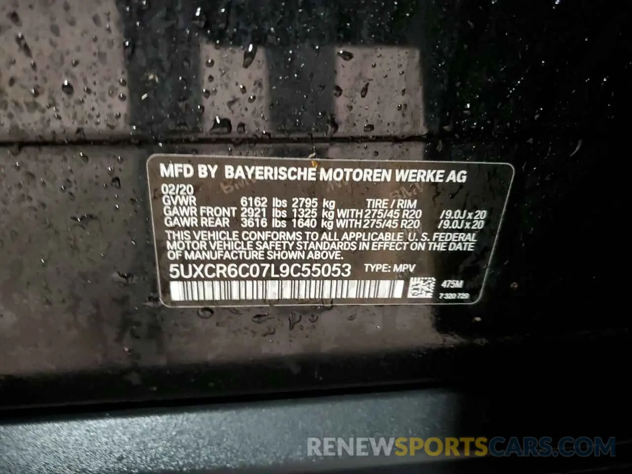 13 Photograph of a damaged car 5UXCR6C07L9C55053 BMW X5 2020