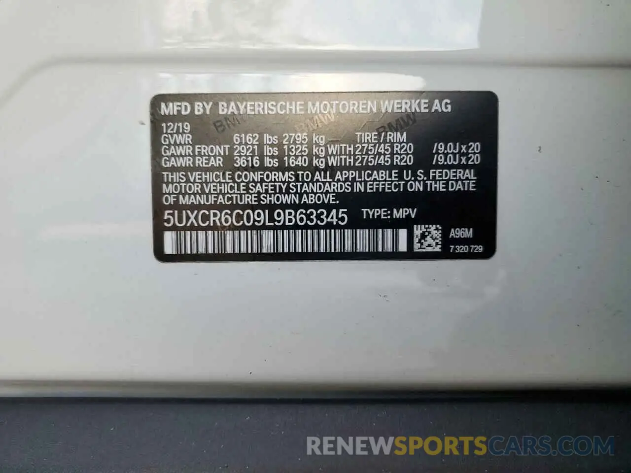 12 Photograph of a damaged car 5UXCR6C09L9B63345 BMW X5 2020