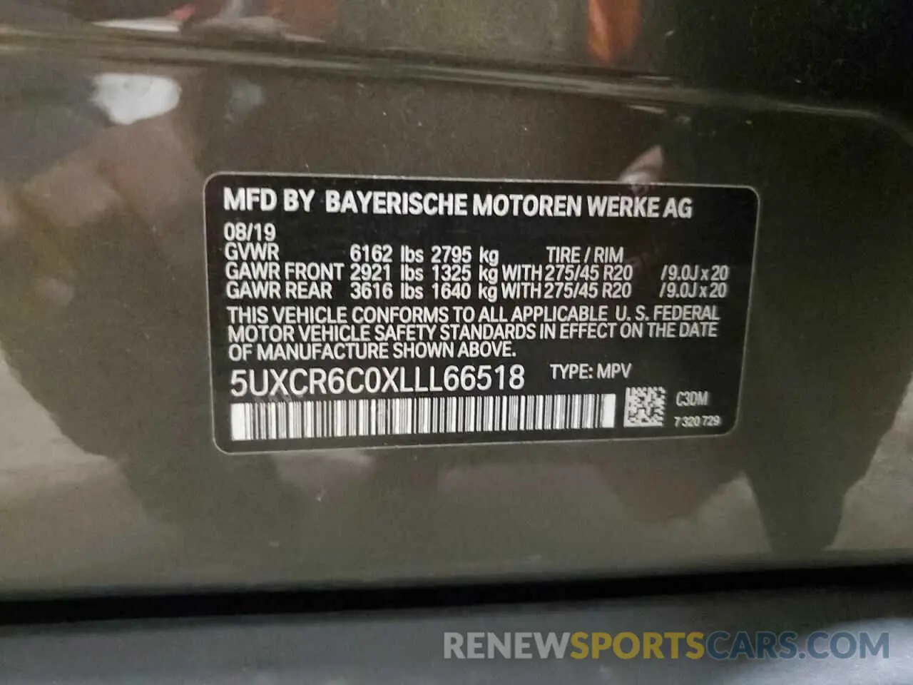 13 Photograph of a damaged car 5UXCR6C0XLLL66518 BMW X5 2020