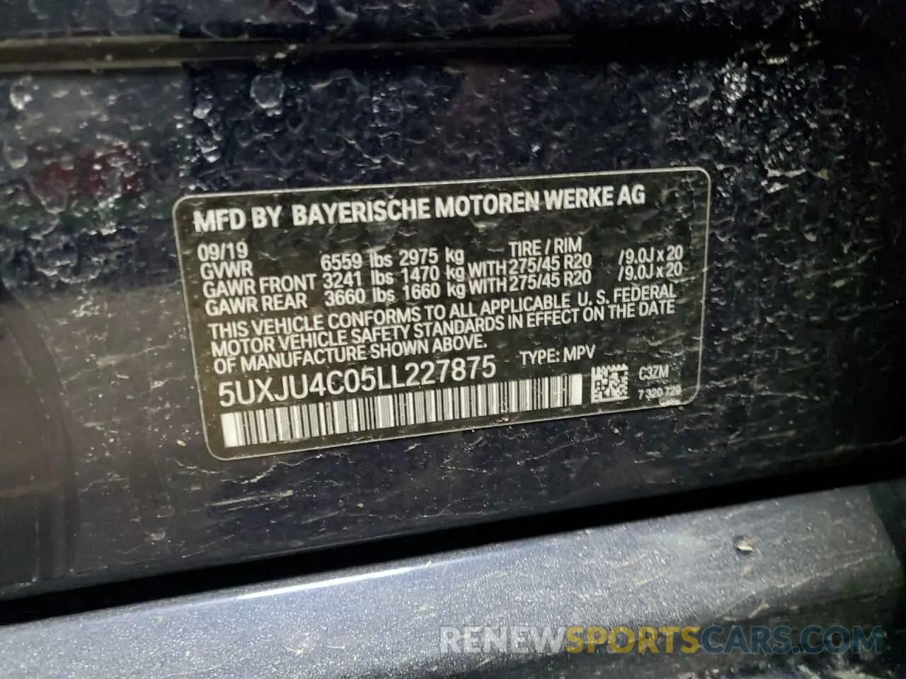 13 Photograph of a damaged car 5UXJU4C05LL227875 BMW X5 2020