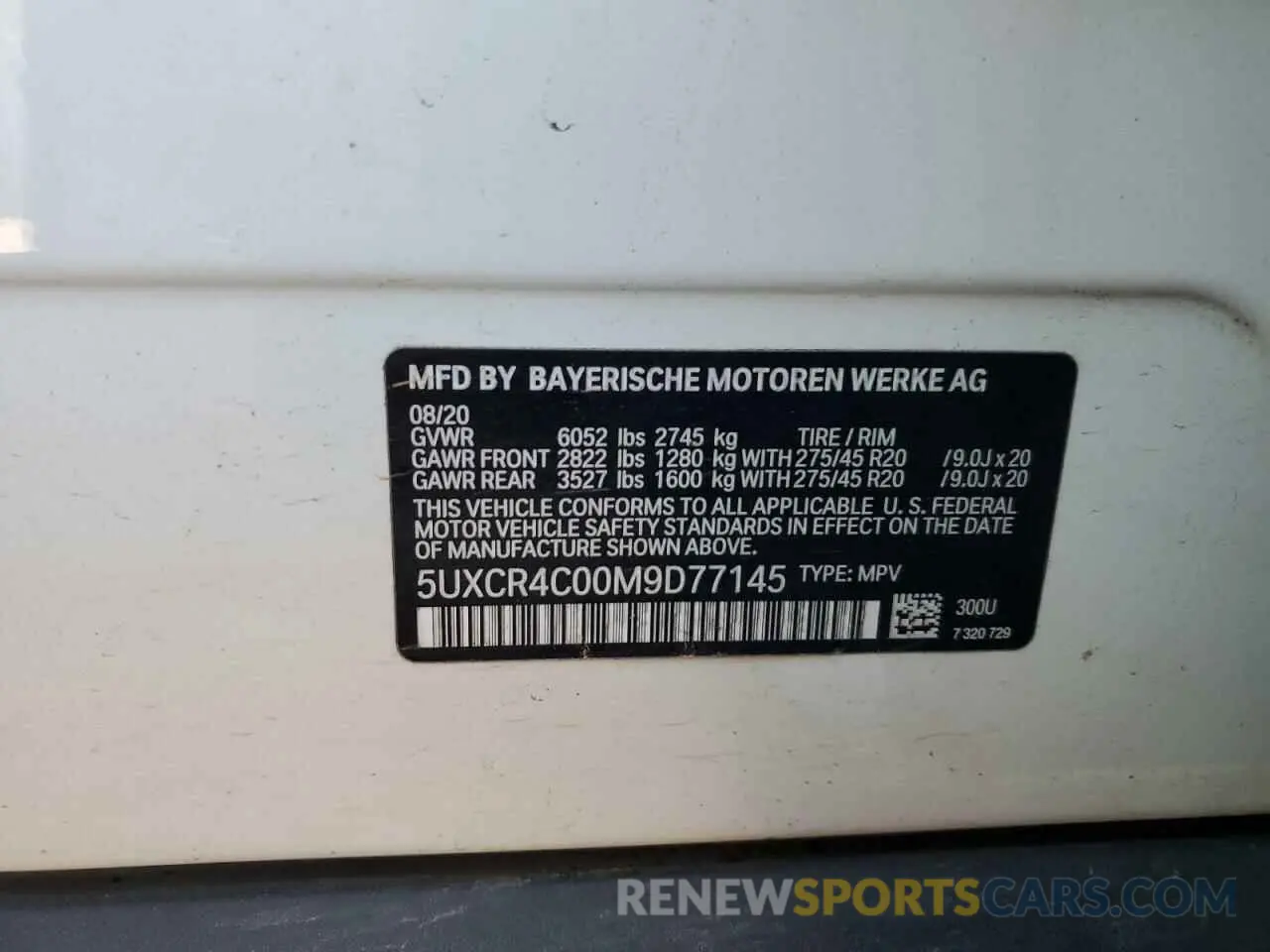 13 Photograph of a damaged car 5UXCR4C00M9D77145 BMW X5 2021