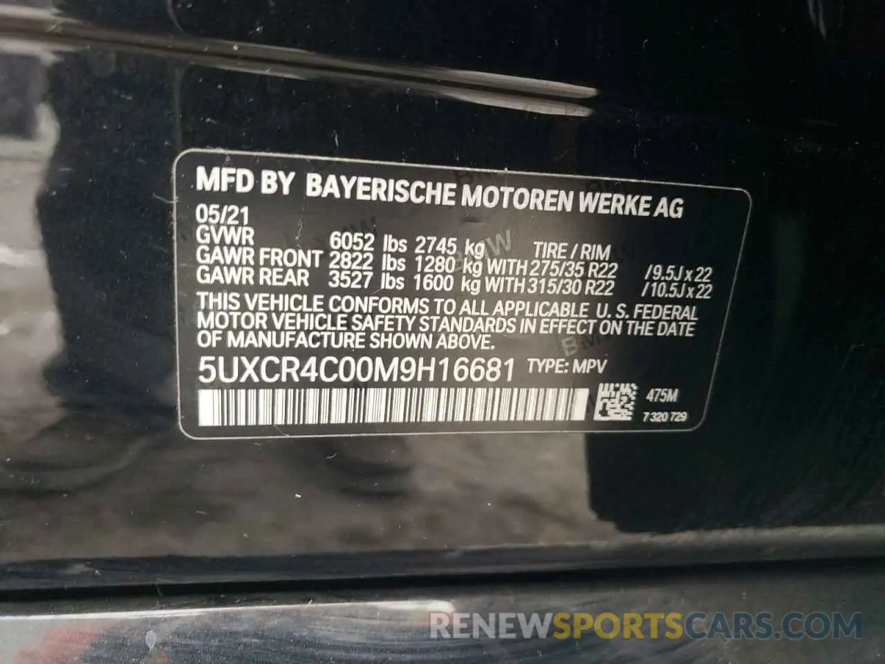 13 Photograph of a damaged car 5UXCR4C00M9H16681 BMW X5 2021
