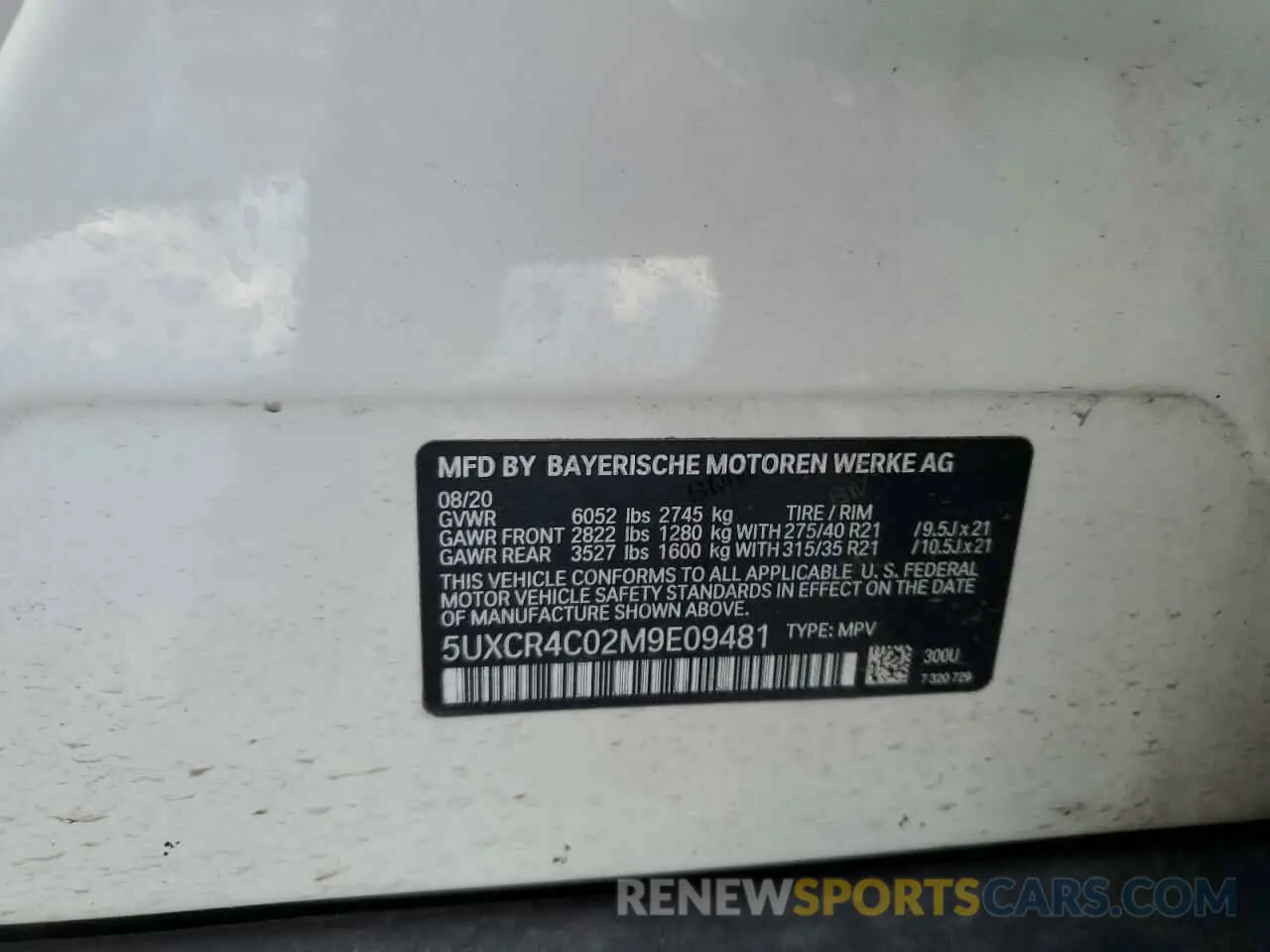 12 Photograph of a damaged car 5UXCR4C02M9E09481 BMW X5 2021