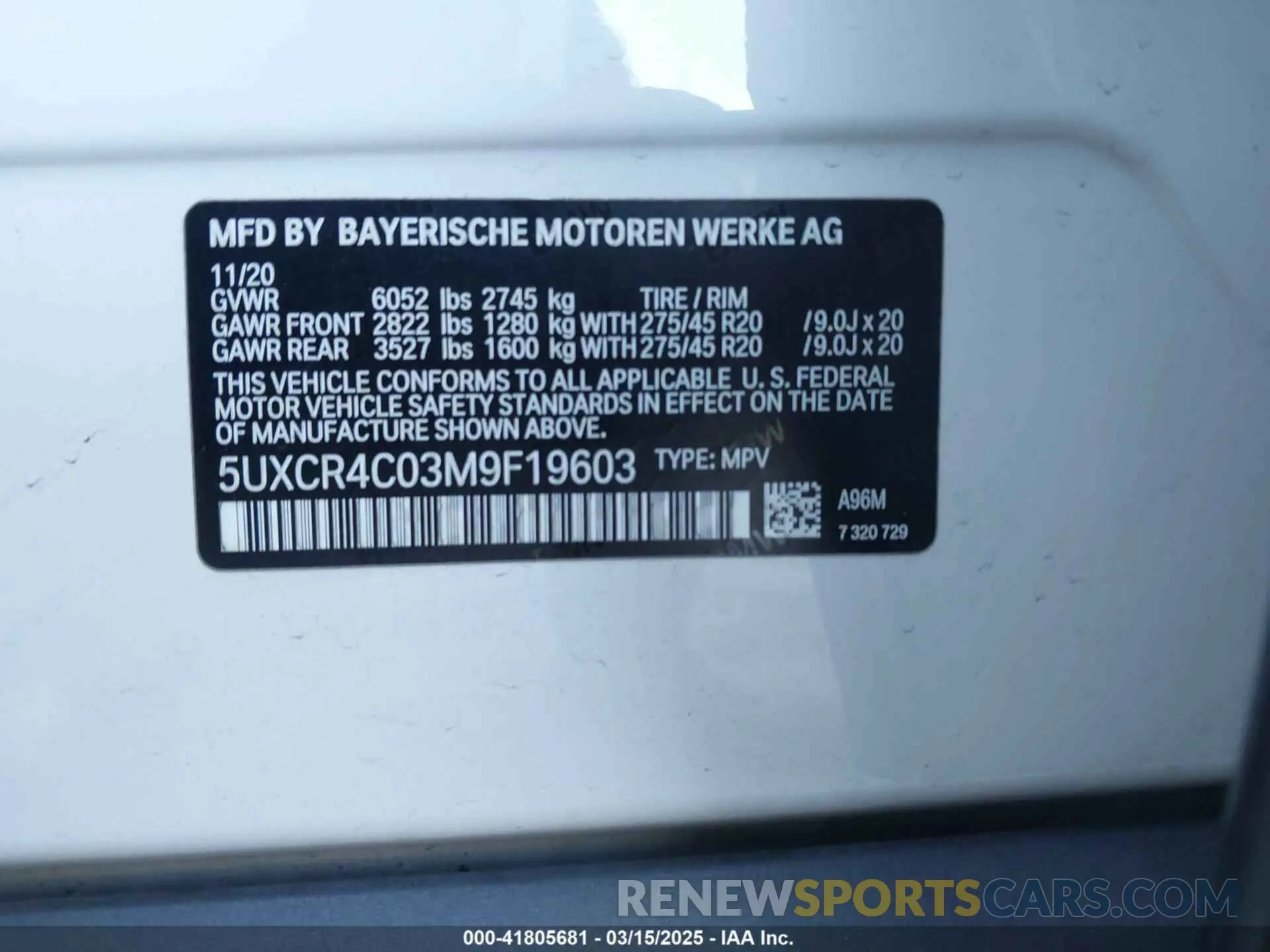 9 Photograph of a damaged car 5UXCR4C03M9F19603 BMW X5 2021