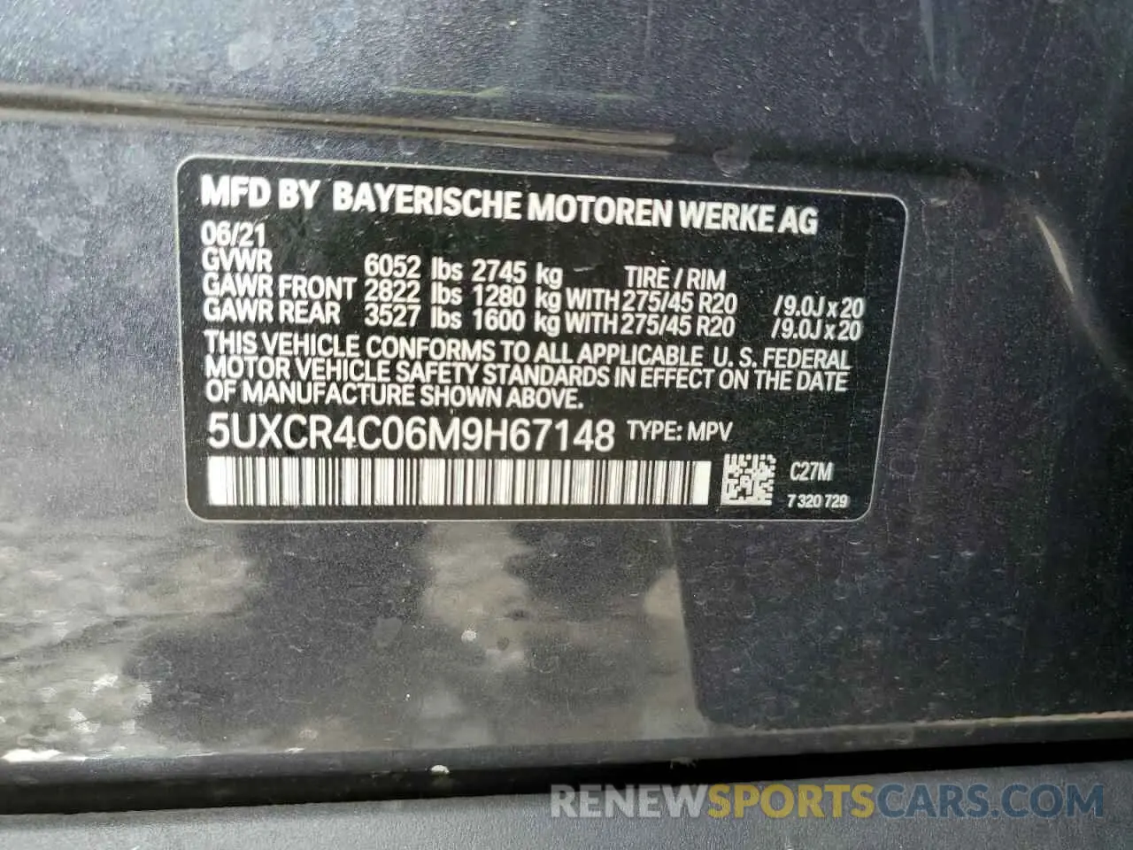 13 Photograph of a damaged car 5UXCR4C06M9H67148 BMW X5 2021