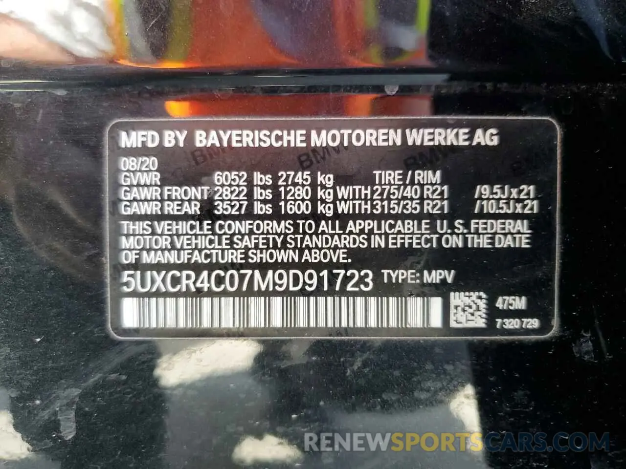 13 Photograph of a damaged car 5UXCR4C07M9D91723 BMW X5 2021