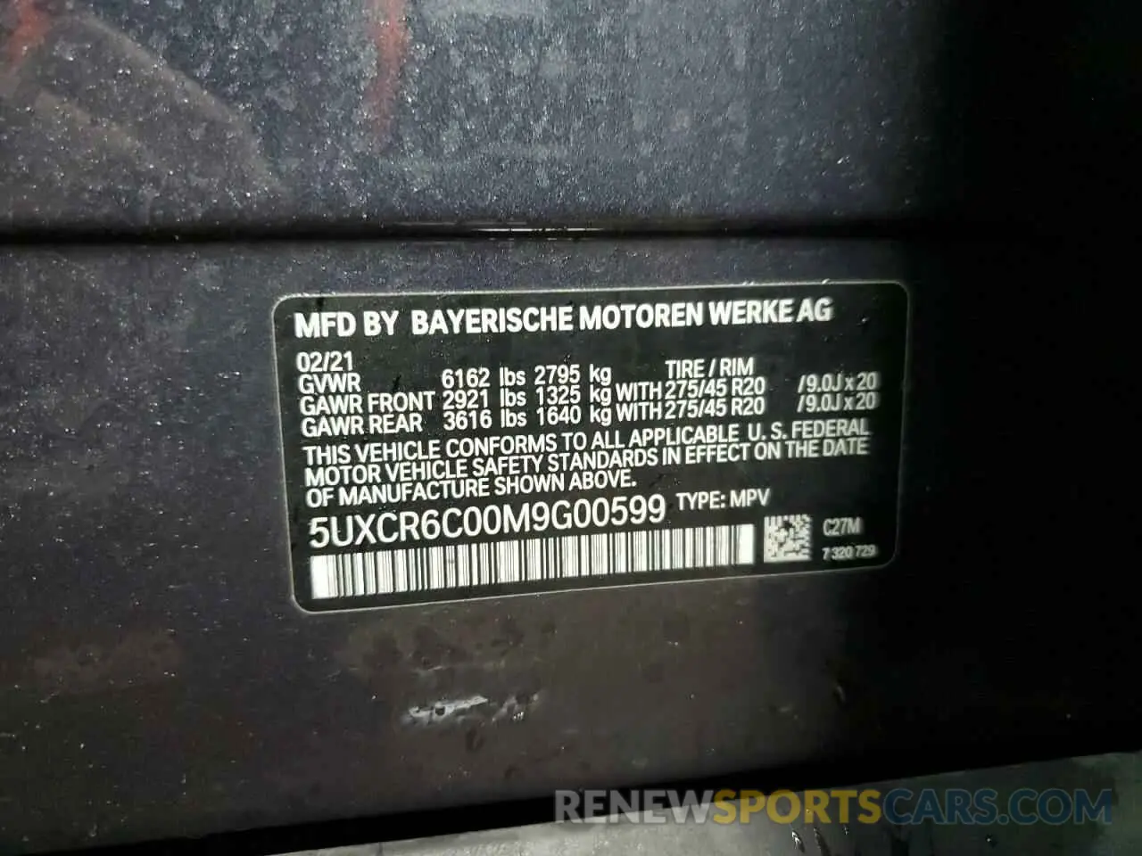 12 Photograph of a damaged car 5UXCR6C00M9G00599 BMW X5 2021