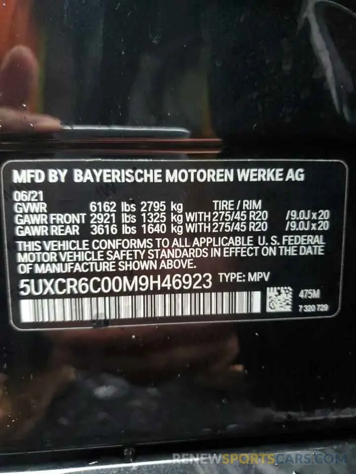 13 Photograph of a damaged car 5UXCR6C00M9H46923 BMW X5 2021