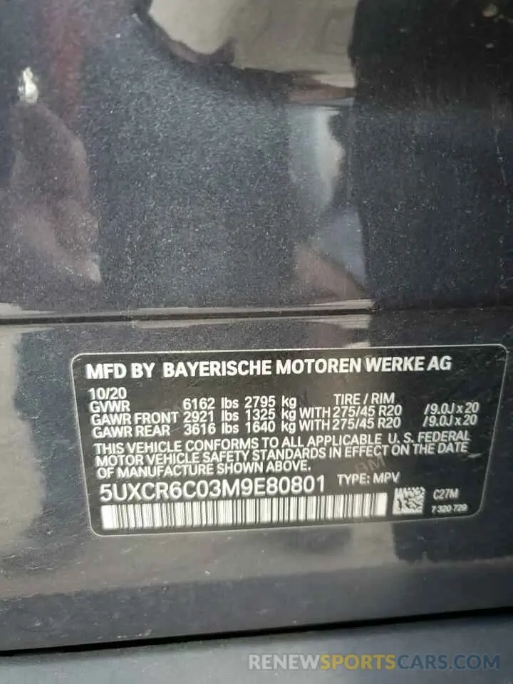 13 Photograph of a damaged car 5UXCR6C03M9E80801 BMW X5 2021