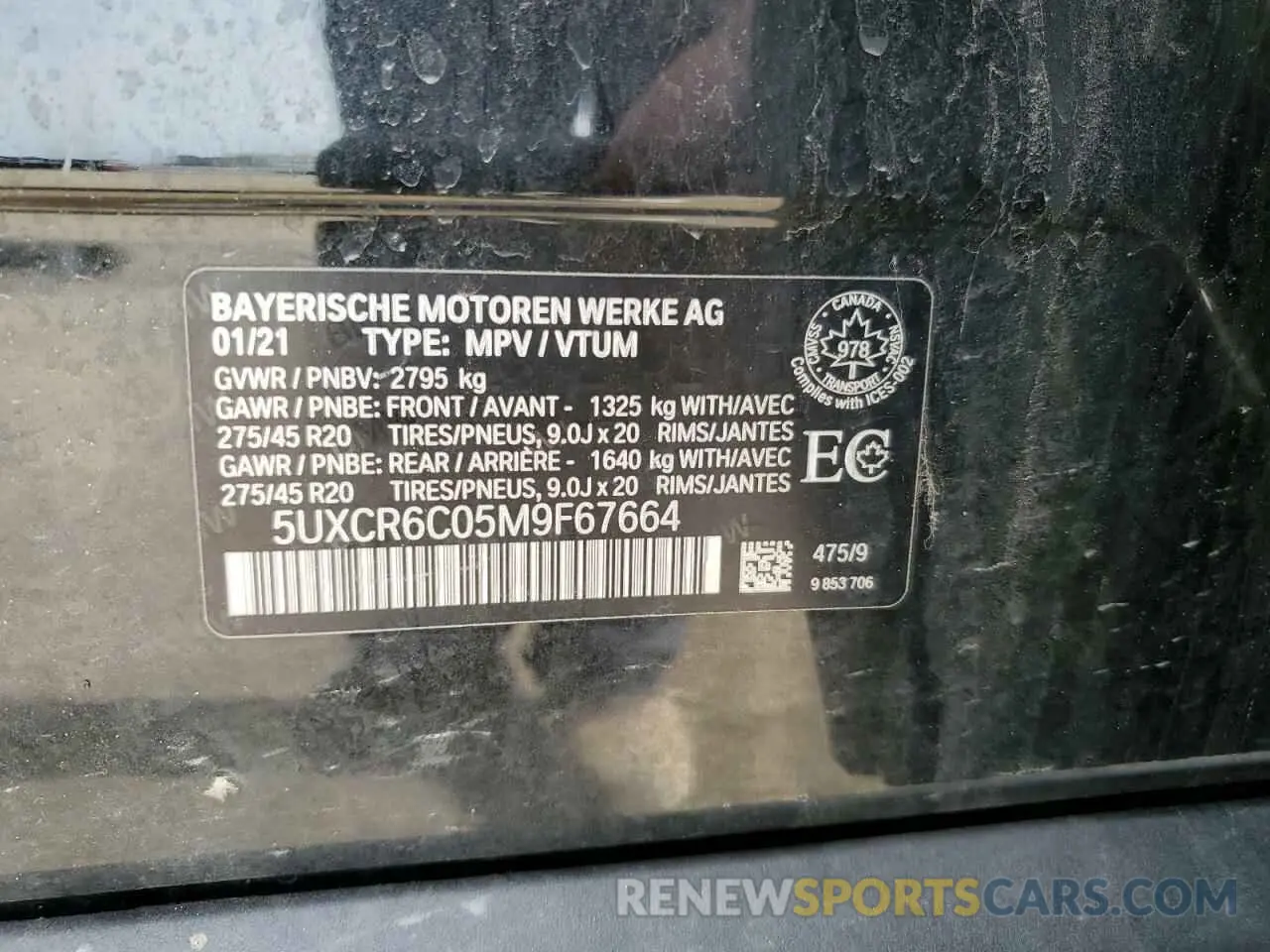 14 Photograph of a damaged car 5UXCR6C05M9F67664 BMW X5 2021