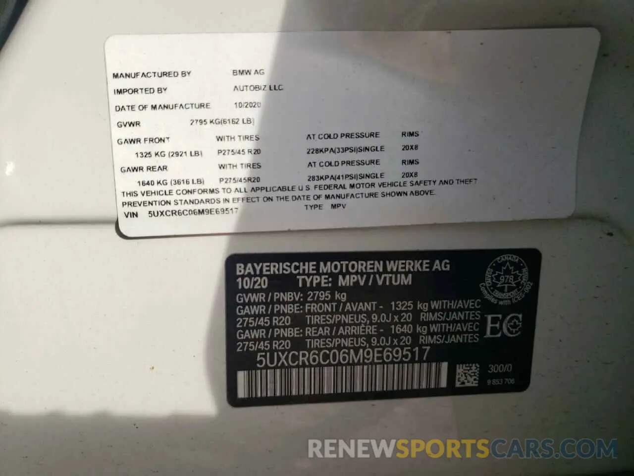 14 Photograph of a damaged car 5UXCR6C06M9E69517 BMW X5 2021