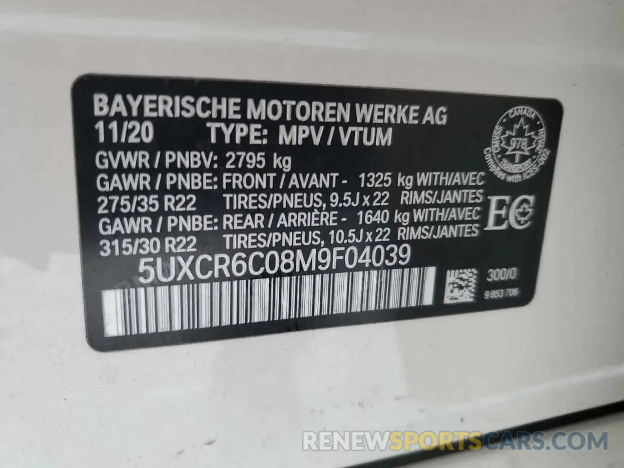 13 Photograph of a damaged car 5UXCR6C08M9F04039 BMW X5 2021