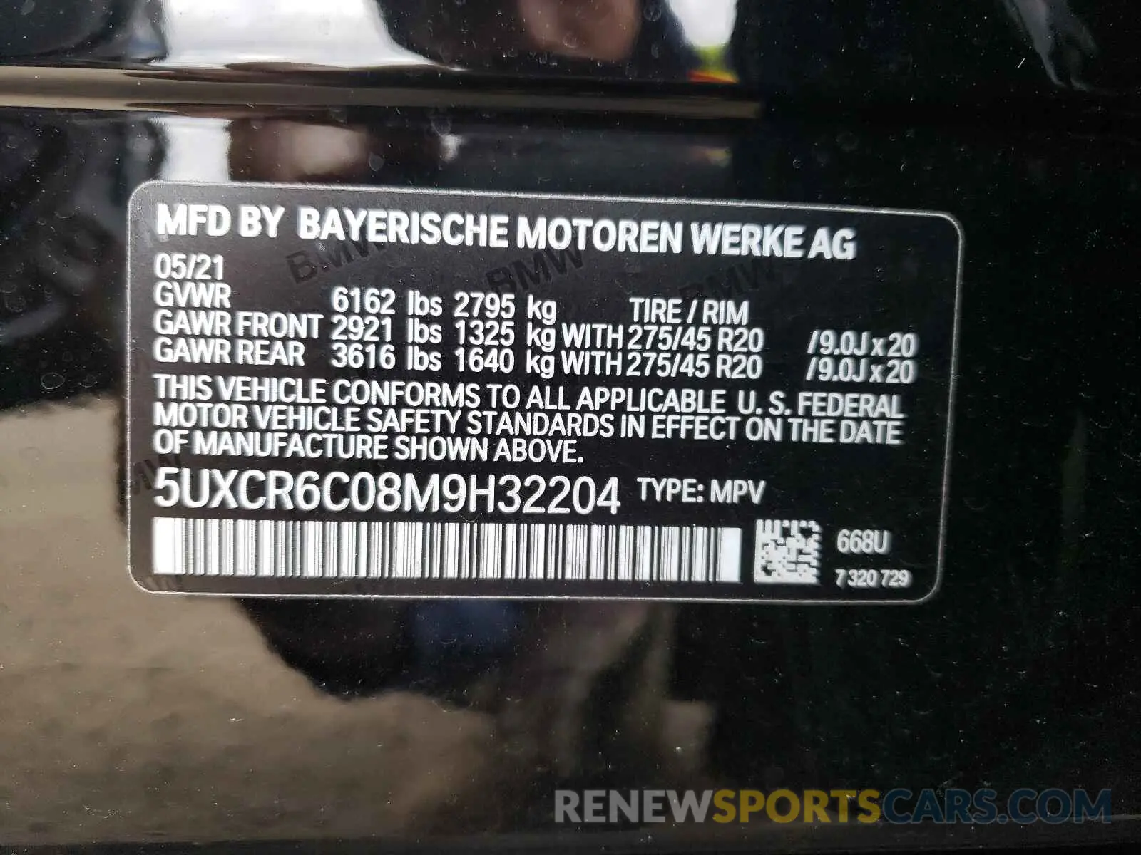 10 Photograph of a damaged car 5UXCR6C08M9H32204 BMW X5 2021