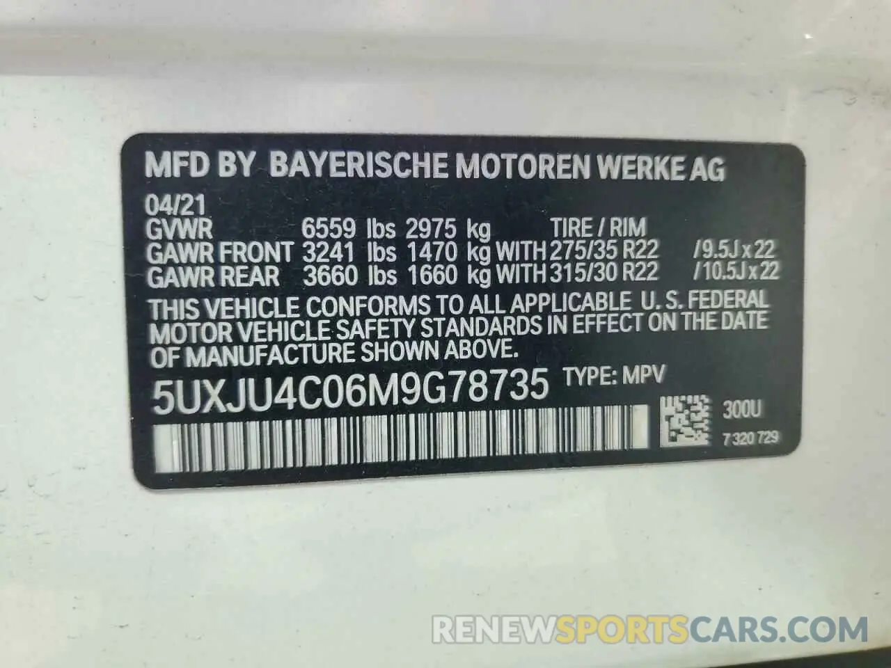15 Photograph of a damaged car 5UXJU4C06M9G78735 BMW X5 2021