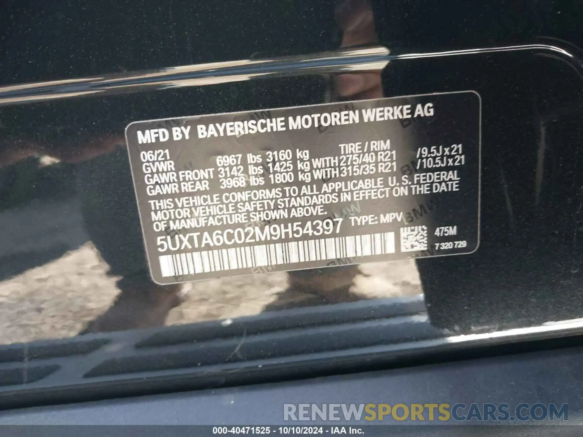 9 Photograph of a damaged car 5UXTA6C02M9H54397 BMW X5 2021