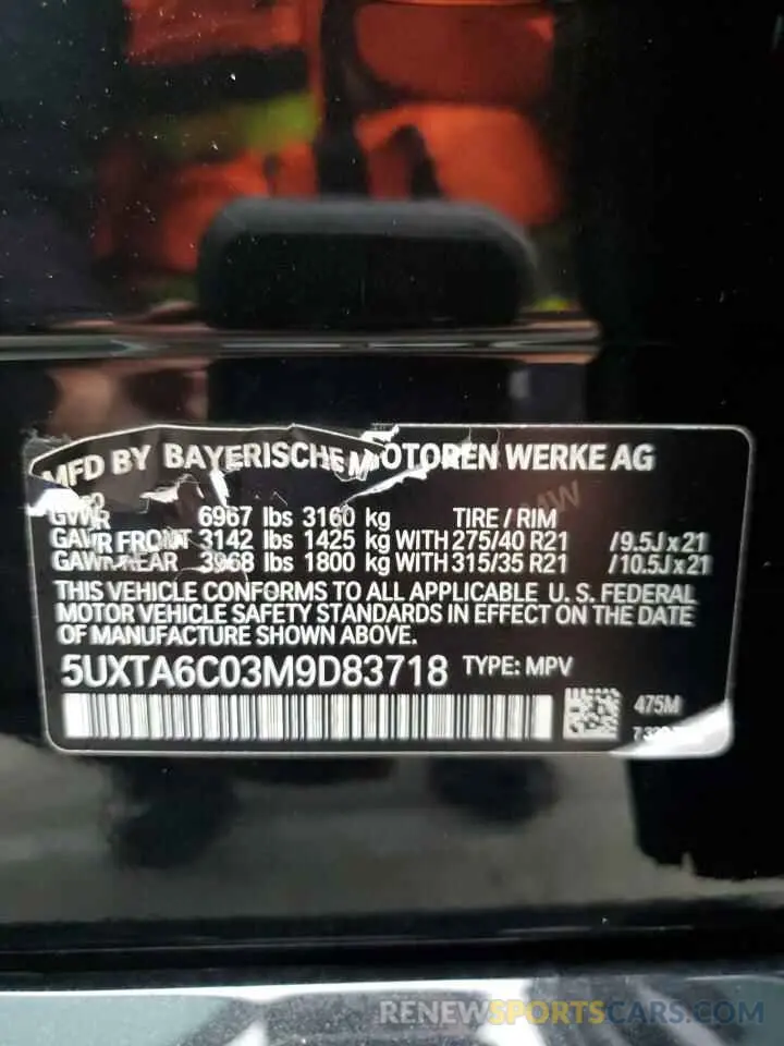 13 Photograph of a damaged car 5UXTA6C03M9D83718 BMW X5 2021