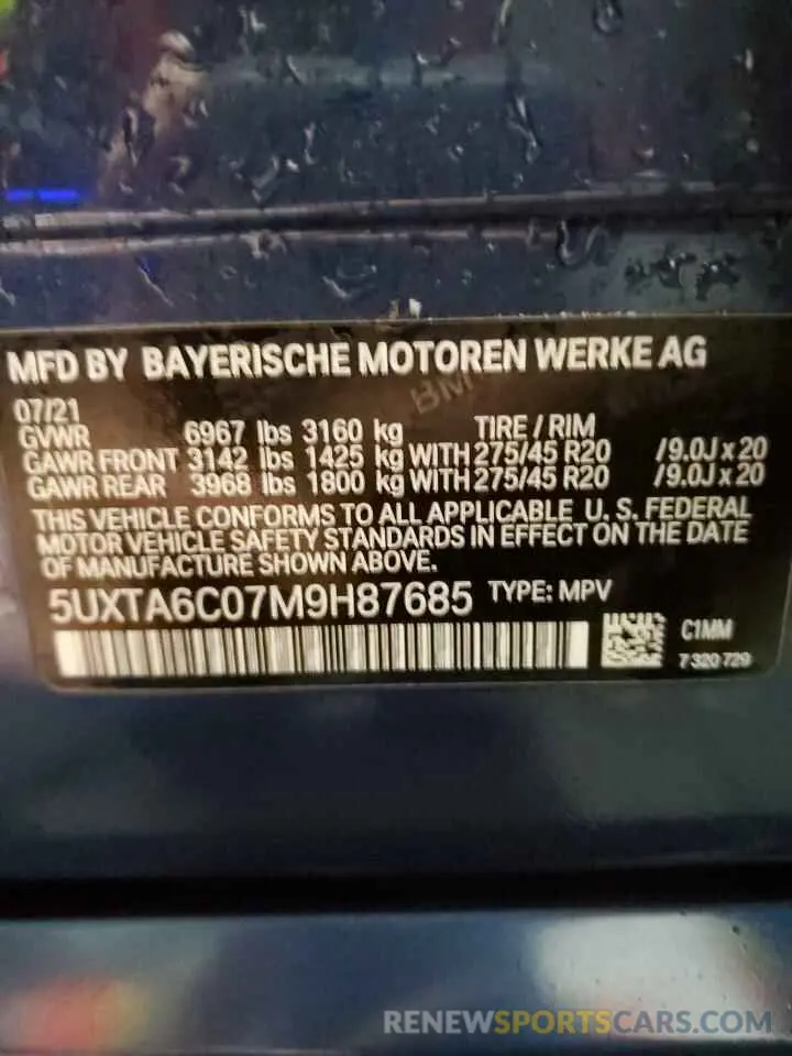 13 Photograph of a damaged car 5UXTA6C07M9H87685 BMW X5 2021