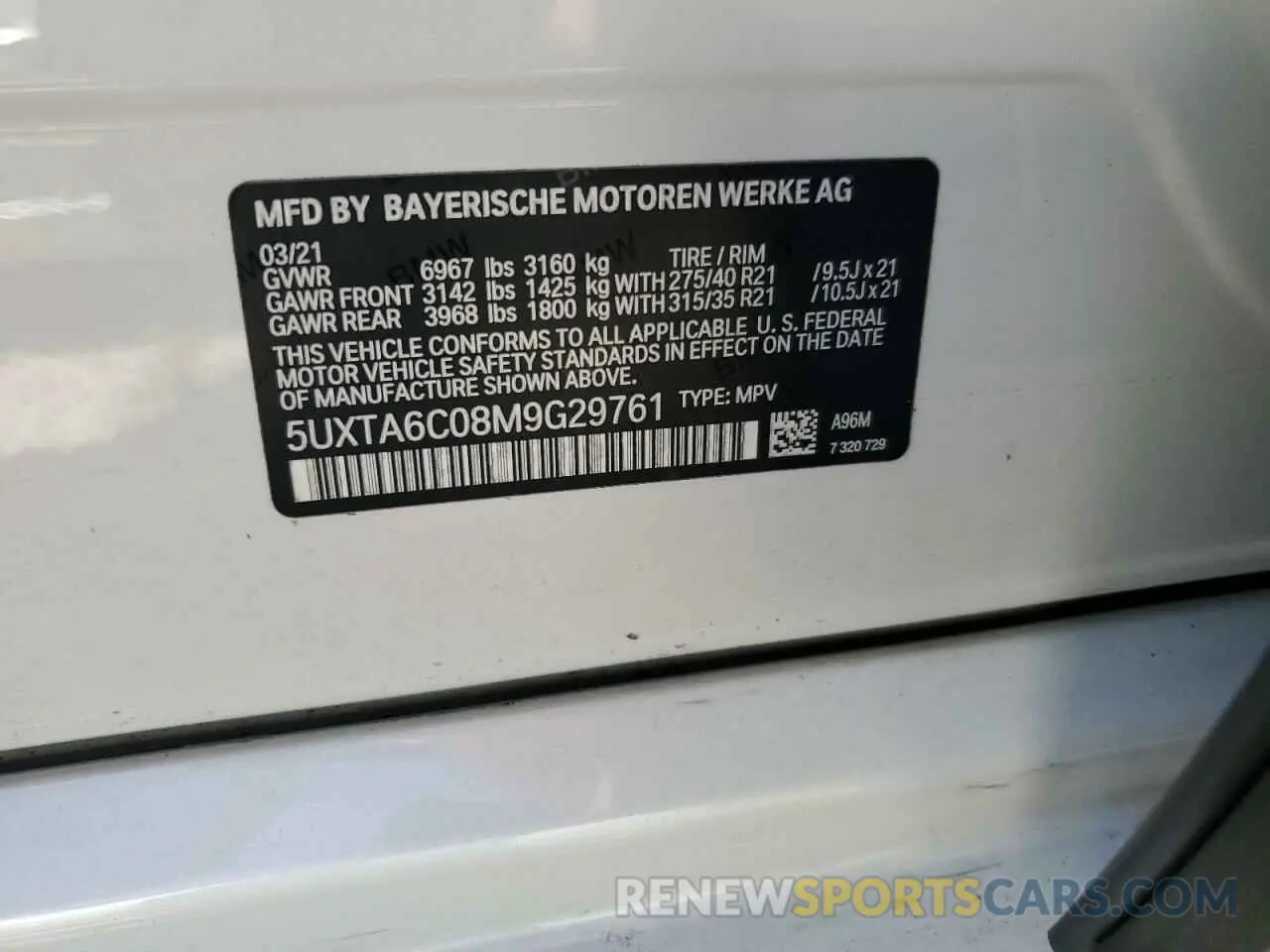 14 Photograph of a damaged car 5UXTA6C08M9G29761 BMW X5 2021