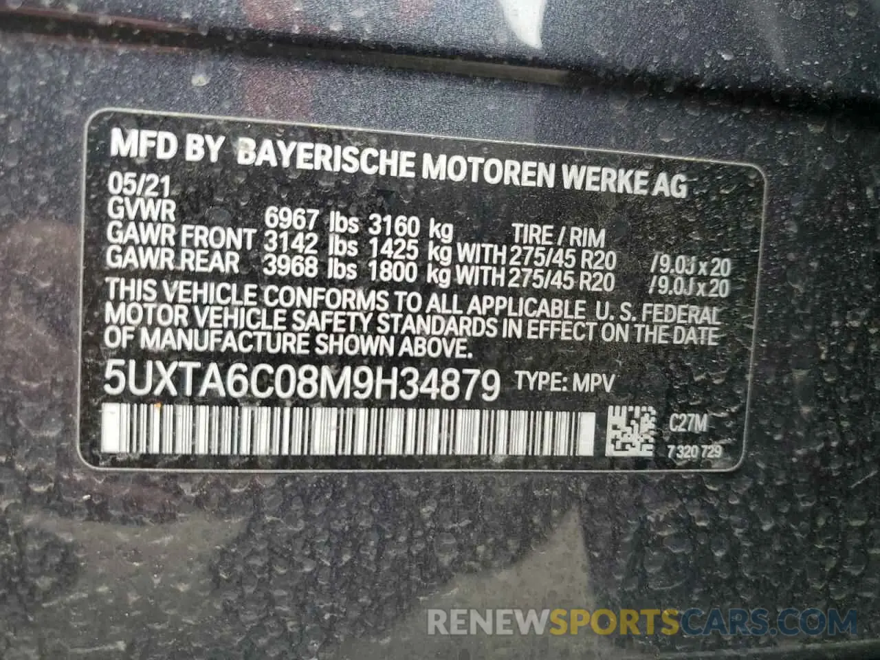 15 Photograph of a damaged car 5UXTA6C08M9H34879 BMW X5 2021