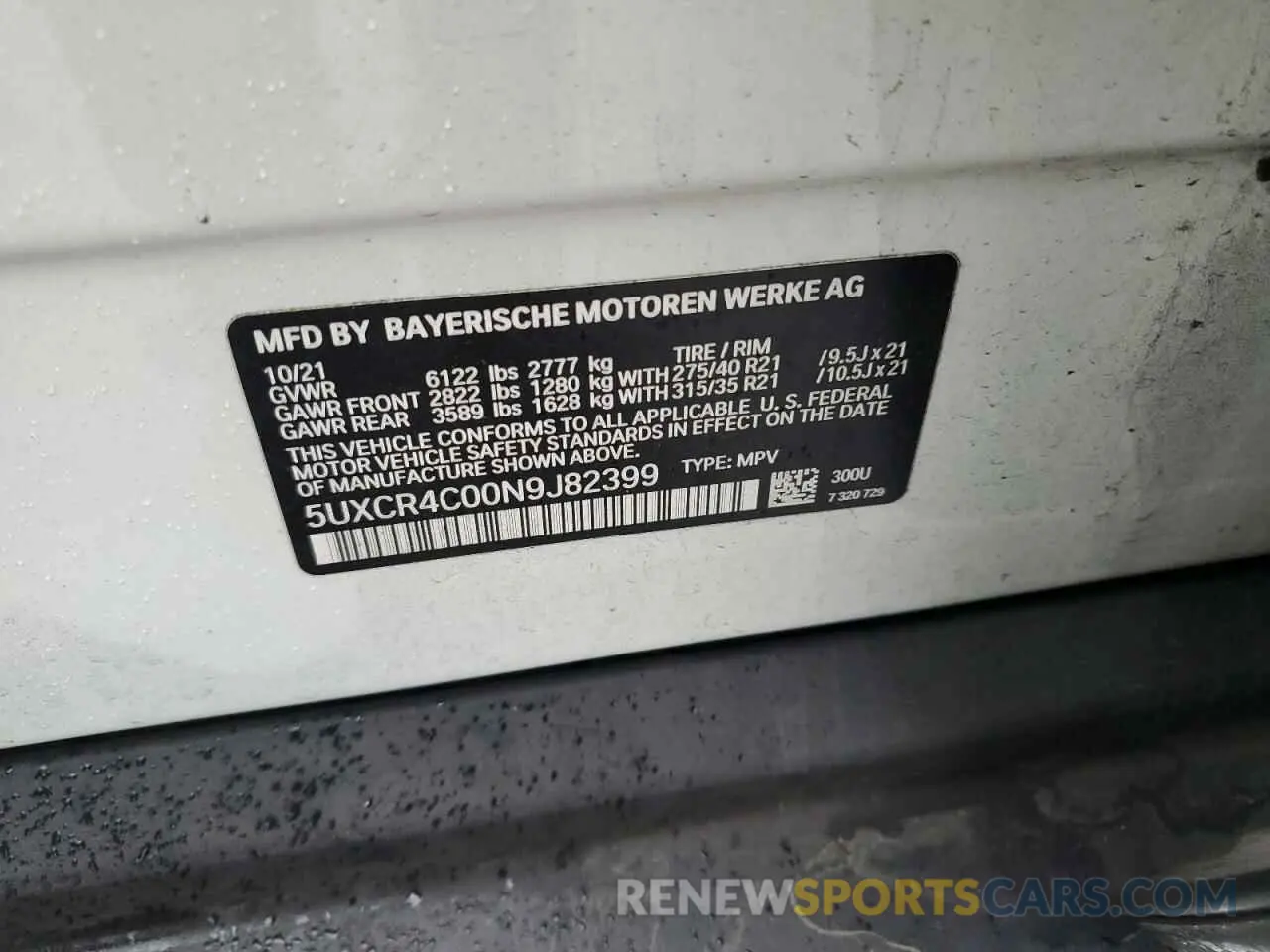 13 Photograph of a damaged car 5UXCR4C00N9J82399 BMW X5 2022