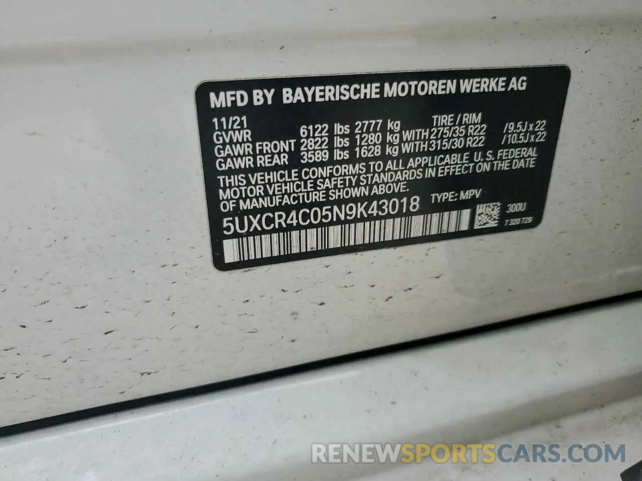 14 Photograph of a damaged car 5UXCR4C05N9K43018 BMW X5 2022