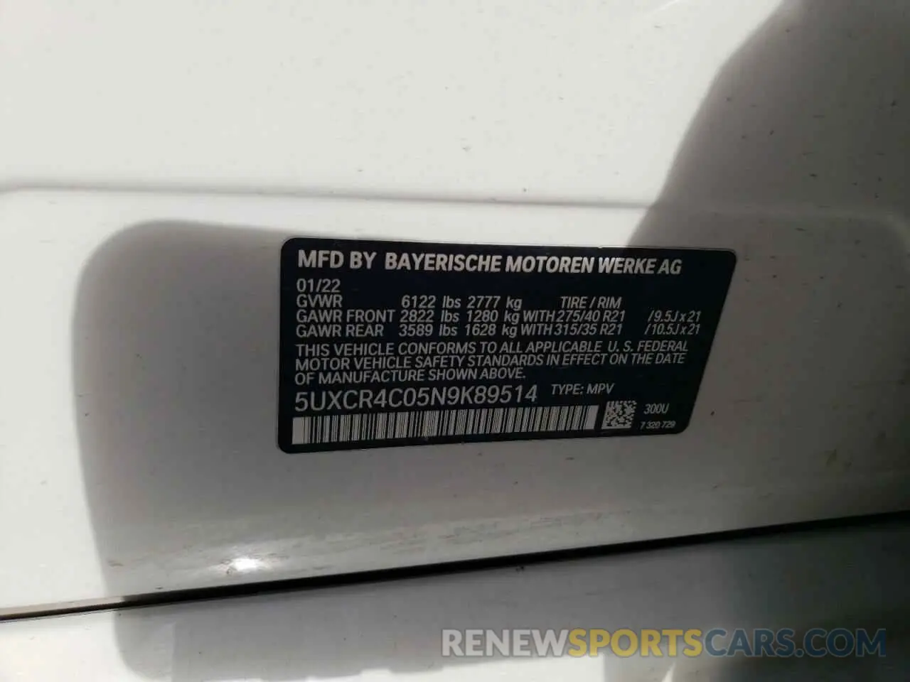 13 Photograph of a damaged car 5UXCR4C05N9K89514 BMW X5 2022