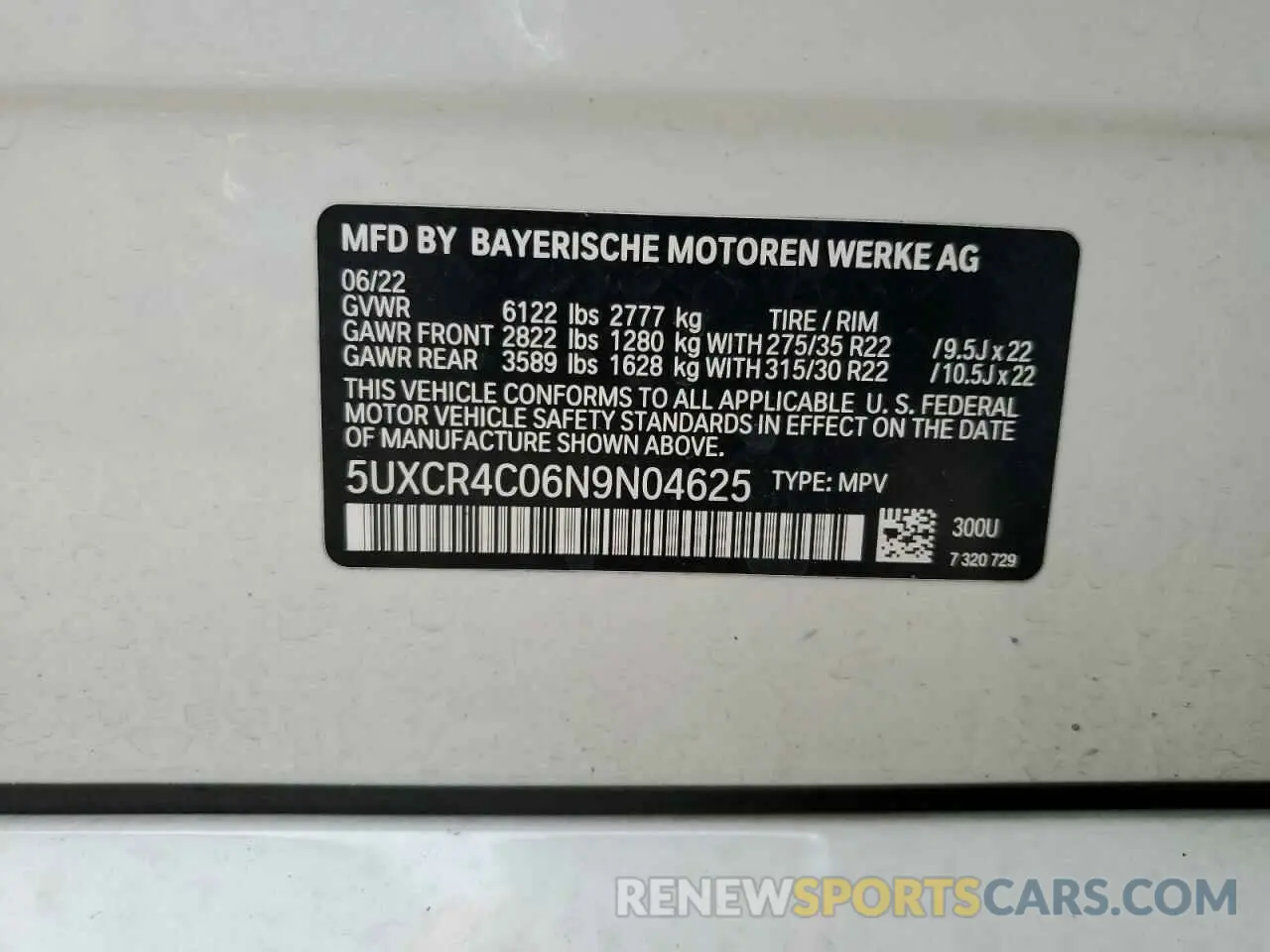 13 Photograph of a damaged car 5UXCR4C06N9N04625 BMW X5 2022