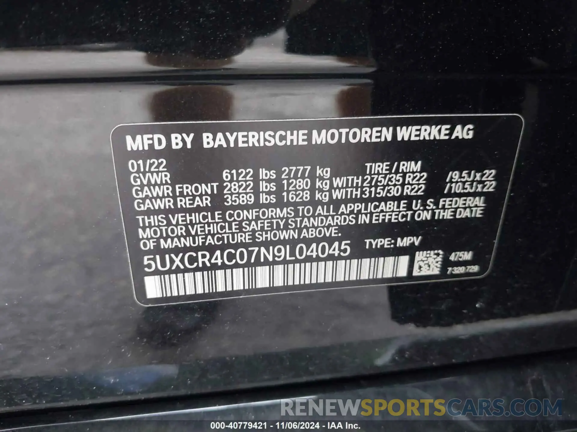 9 Photograph of a damaged car 5UXCR4C07N9L04045 BMW X5 2022
