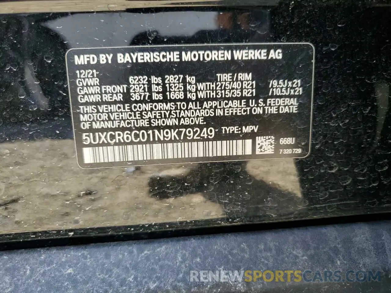 12 Photograph of a damaged car 5UXCR6C01N9K79249 BMW X5 2022